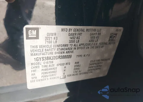 2016 Cadillac Escalade Luxury Collection z USA, uszkodzony, nr VIN 1GYS3BKJ2GR388009